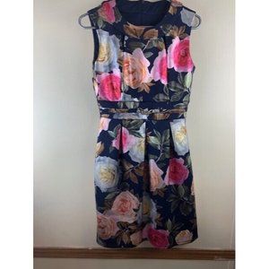 Enfocus Studios Size 6 Womens Dress Scoop Neck Sleeveless Faux Belt Knee…